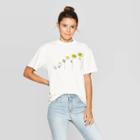 Women's Sunflowers Oversized Short Sleeve T-shirt - Mighty Fine (juniors') - Ivory