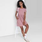 Women's Rib-knit Short Sleeve Babydoll Dress - Wild Fable