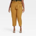 Women's Plus Size Ankle Length Paperbag Trousers - Who What Wear Tobacco