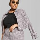 Women's Plus Size Plaid Cropped Shirt Jacket - Wild Fable Violet