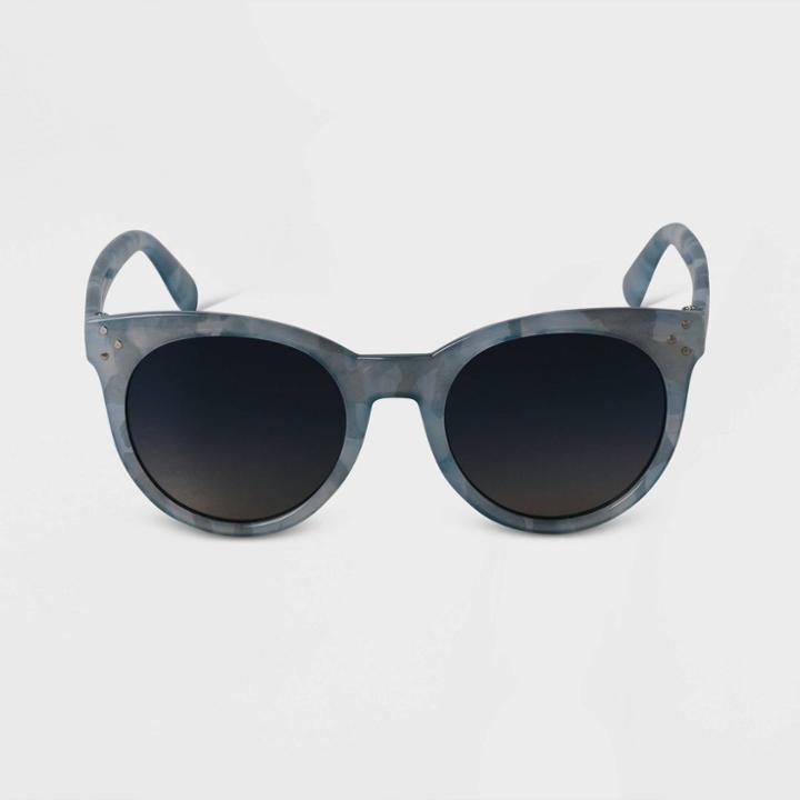 Women's Tie-dye Plastic Round Sunglasses - A New Day Blue