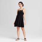 Women's Strappy Lace Front Dress W/ Side Lace-up - Xhilaration Black