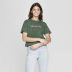 Women's Short Sleeve Dream Big Cropped T-shirt - Mighty Fine (juniors') - Green