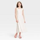 Girls' Tiered Woven Maxi Dress - Art Class White