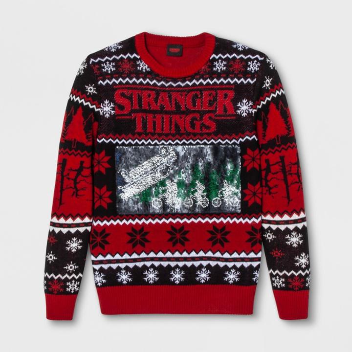 Men's Stranger Things Christmas Long Sleeve Sweatshirt - Vintage Black