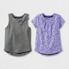 Toddler Girls' 2pc Short Sleeve T-shirt Set - Cat & Jack Gray/purple
