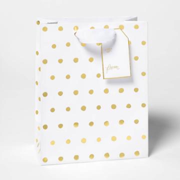 White With Gold Dots Cub Gift Bag - Sugar Paper , White Gold