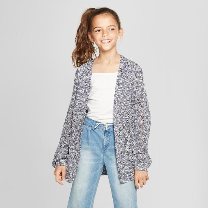 Girls' Open Cardigan - Cat & Jack Navy