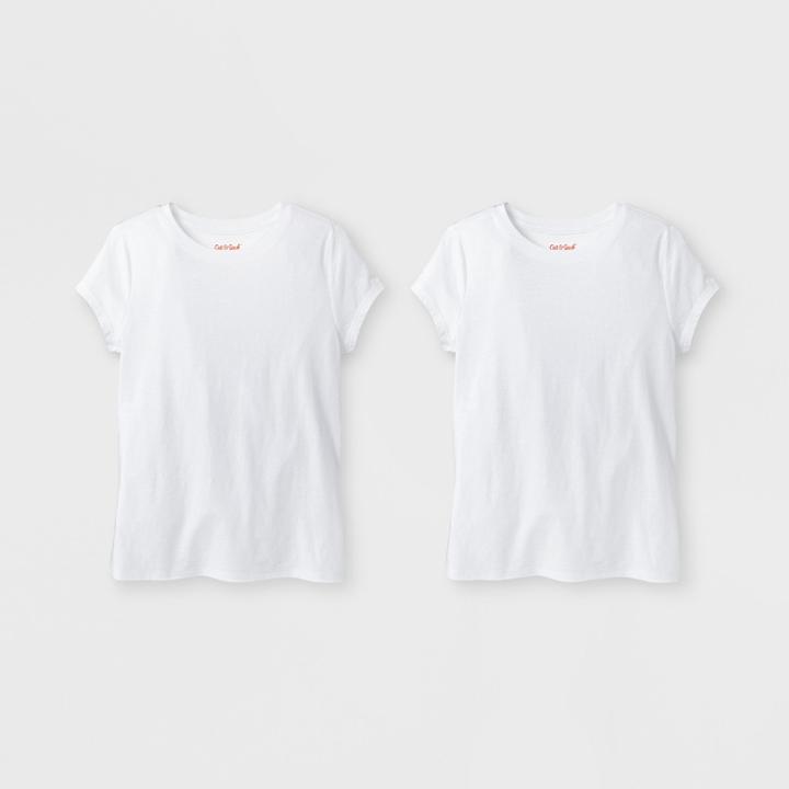 Petitegirls' 2pk Solid Short Sleeve T-shirt - Cat & Jack White M, Girl's,