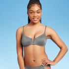 Women's V-wire Bralette Bikini Top - Shade & Shore Metallic Charcoal 32b, Women's, Gray
