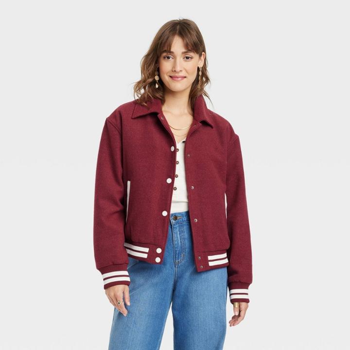 Women's Varsity Bomber Jacket - Universal Thread Red