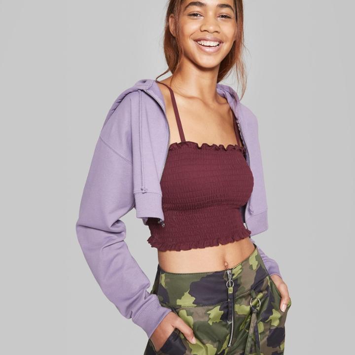 Women's Smocked Cropped Cami - Wild Fable Red