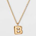 Puffy Initial Charm 'b' Pendant Necklace - Wild Fable Gold