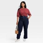 Women's Plus Size Long Sleeve Varsity T-shirt - Universal Thread Burgundy