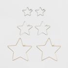 Target Three Pack Wire Hoop With Graduated Stars Earring Set, Women's,
