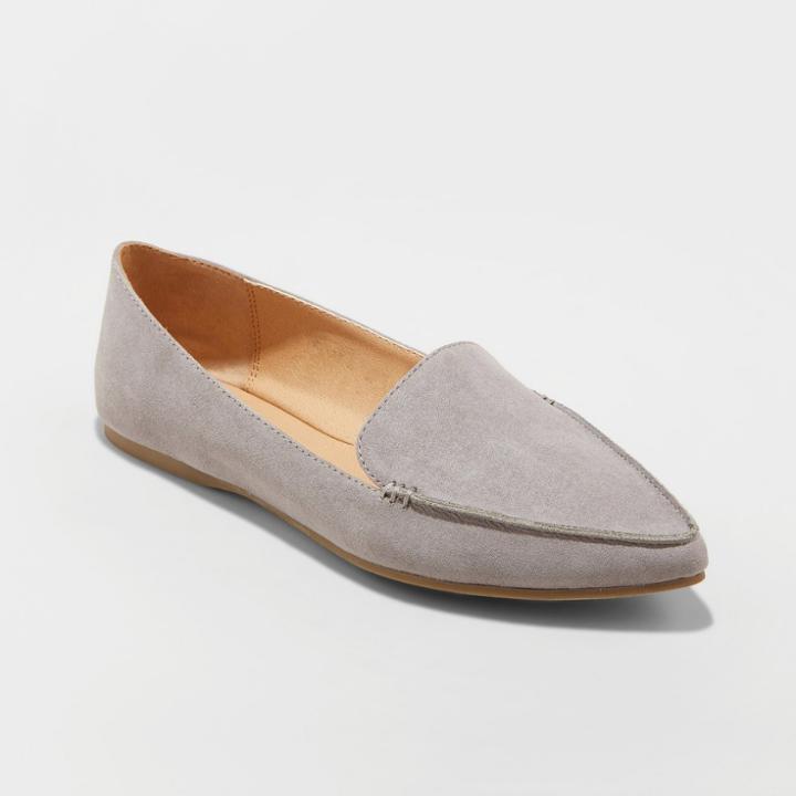 Women's Micah Wide Width Pointed Toe Closed Loafers - A New Day Gray 8.5 W,