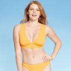 Women's Ribbed Texture Tall Triangle Bikini Top - Xhilaration Honey Yellow L, Women's,