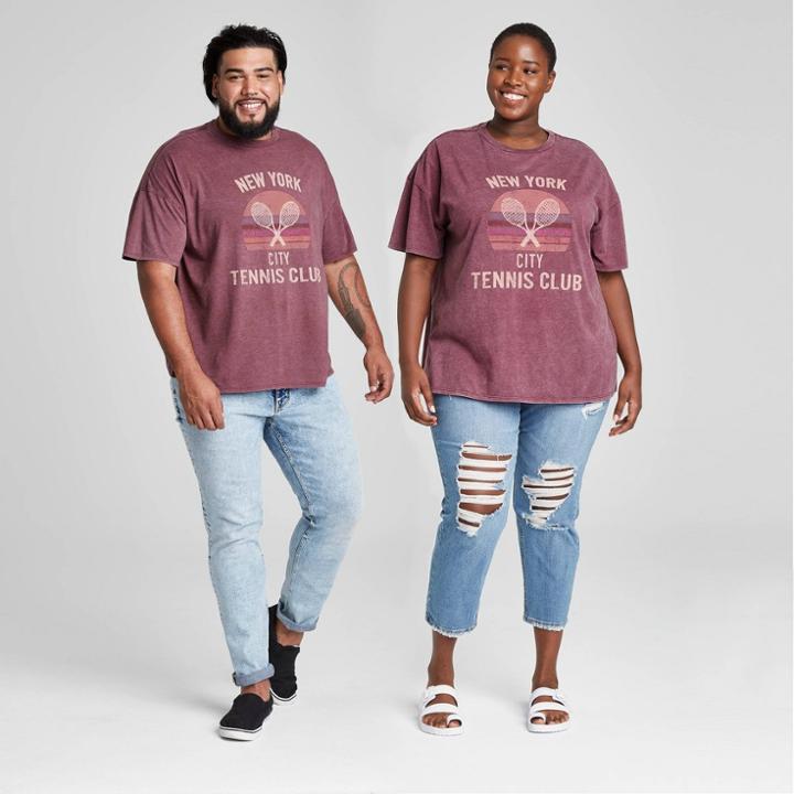 Plus Size Short Sleeve Oversized T-shirt - Wild Fable Oxblood
