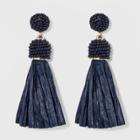 Seed Bead And Simulated Raffia Tassel Drop Earrings - A New Day Navy