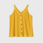 Women's Plus Size Button-front Tank Top - Ava & Viv Yellow