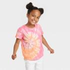 Girls' Tie-dye Short Sleeve T-shirt - Cat & Jack Bright Pink/peach