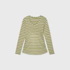 Maternity Striped Long Sleeve Scoop Neck Side Shirred T-shirt - Isabel Maternity By Ingrid & Isabel Green/cream