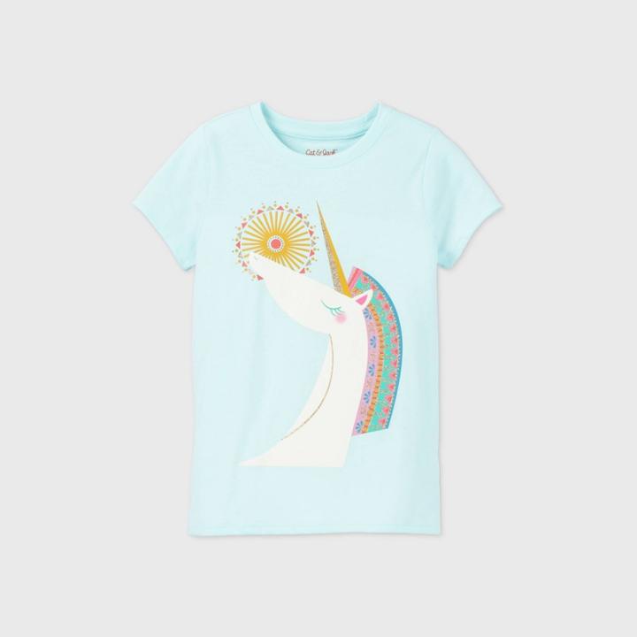 Girls' Short Sleeve Unicorn Graphic T-shirt - Cat & Jack Aqua