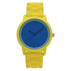 Unisex Geneva Platinum Modern Multi Color Strap Watch - Blue/yellow