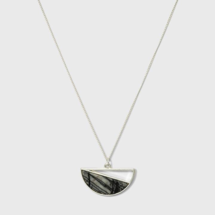 Semi Precious Geometric Half Circle Long Pendant Necklace - Universal Thread