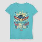Girls' Captain Marvel Earth Fight Short Sleeve T-shirt - Aqua Blue