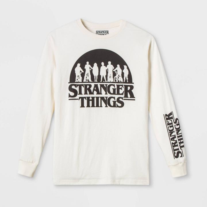 Netflix Men's Stranger Things Long Sleeve Graphic T-shirt - Cream S, Men's, Size: