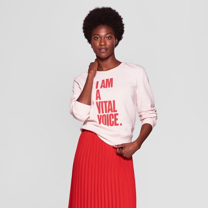 Women's Long Sleeve Graphic Sweatshirt - A New Day + Vital Voices - Pink