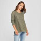 Women's Long Sleeve Lace-up Back Pullover - Knox Rose Green