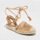 Women's Harriet Lace-up Espadrille Flats - A New Day Cognac