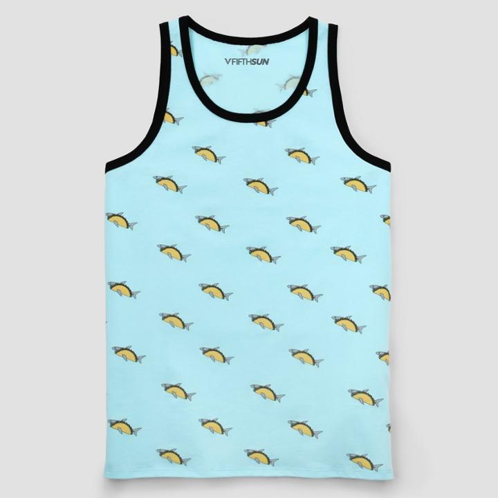 Fifth Sun Men's Taco Shark Tank Tops - Turquoise