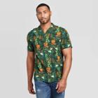Men's Floral Print Standard Fit Short Sleeve Button-down Camp Shirt - Goodfellow & Co Navy S, Men's, Size: