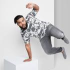 Men's Big & Tall Tie-dye Rolled Collar Knit T-shirt - Original Use Black