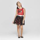 Disney Girls' Minnie Mouse Bows Flip Sequin Tank Dress - Red/black