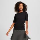 Women's Elbow Sleeve Button Back- Who What Wear Black