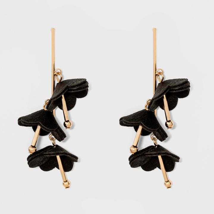 Target Linear Drop With Scattered Deconstructed Flowers Earrings - A New Day Black