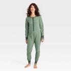 Women's Allover Fleck Long Sleeve Union Suit - Hearth & Hand With Magnolia Green