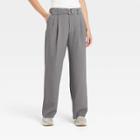 Women's High-rise Relaxed Fit Straight Belted Trousers - A New Day Gray