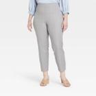 Women's Plus Size High-rise Slim Fit Ankle Pants - A New Day Gray Windowpane Check