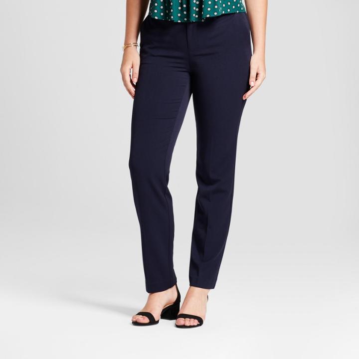 Women's Straight Leg Curvy Bi-stretch Twill Pants - A New Day Federal Blue 0l,