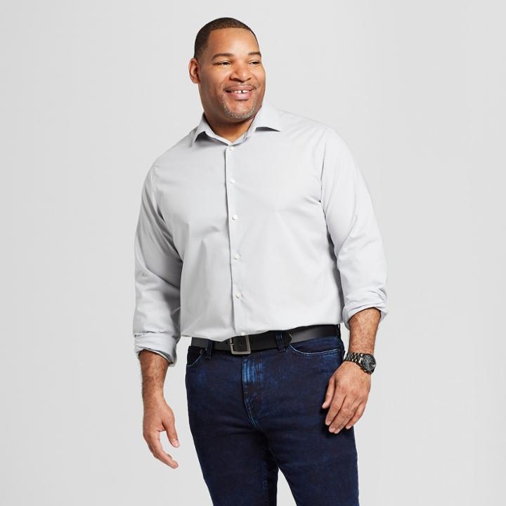Men's Big & Tall Long Sleeve Standard Fit Button-down Shirt - Goodfellow & Co Masonry Gray