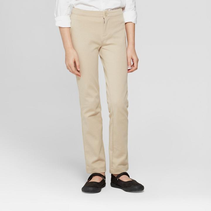 Girls' Skinny Ponte Uniform Trousers - Cat & Jack Khaki (green) Xl,