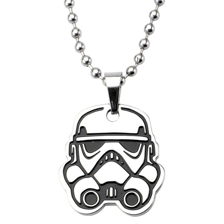 Men's Star Wars Stormtrooper Cut Out Stainless Steel Pendant (18), Size: