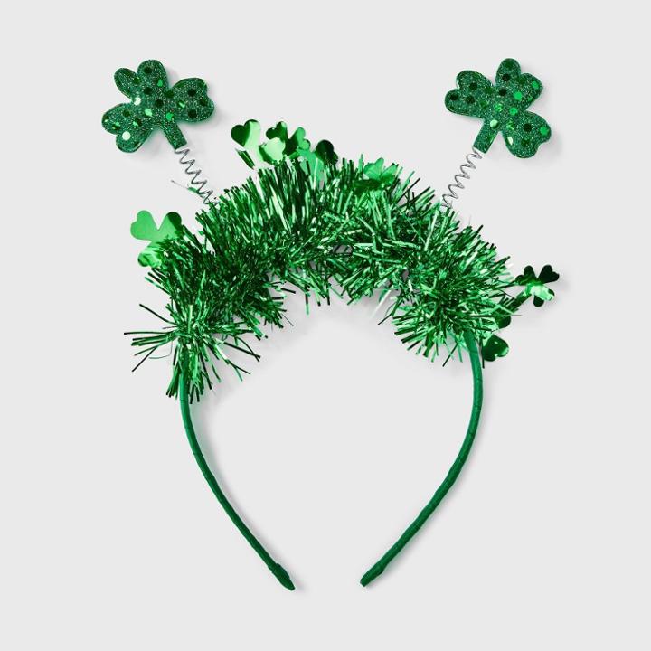 No Brand Shamrock And Tinsel Crown Headband - Green