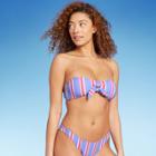 Women's Ribbed Tie-front Bandeau Bikini Top - Shade & Shore Lavender Blue