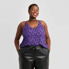 Women's Plus Size Floral Print Essential Tank Top - A New Day Violet